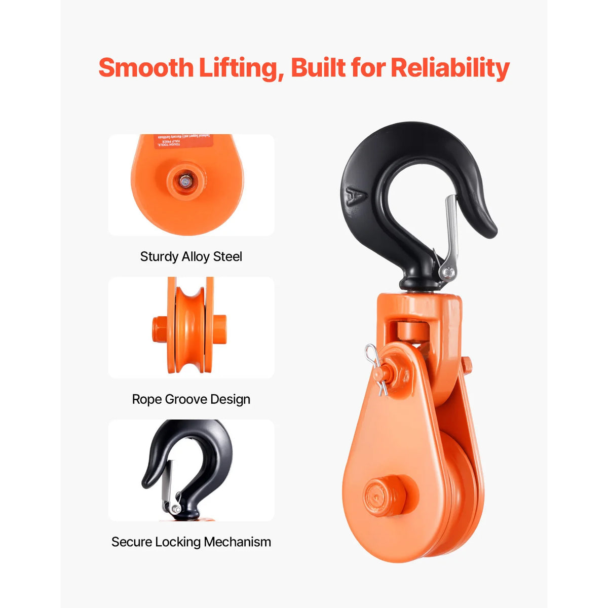SucceBuy Snatch Block Pulley 2T with Swivel Hook Lifting Offroad Recovery for Towing Operation on Truck Rollback Wrecker Car