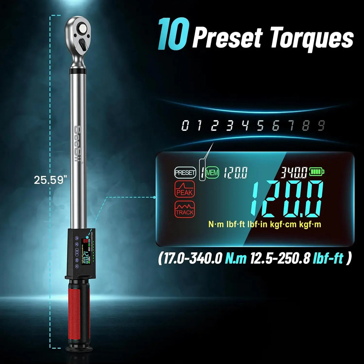 Seesii Digital Torque Wrench Electric Power Tool For Auto Repair