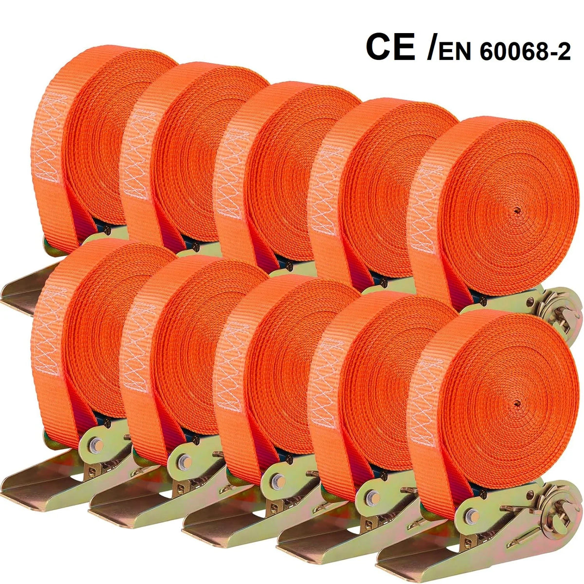 10 X Tension Straps Hard Lashing Straps Ratchet Tension Strap One-Piece 6M X 25mm