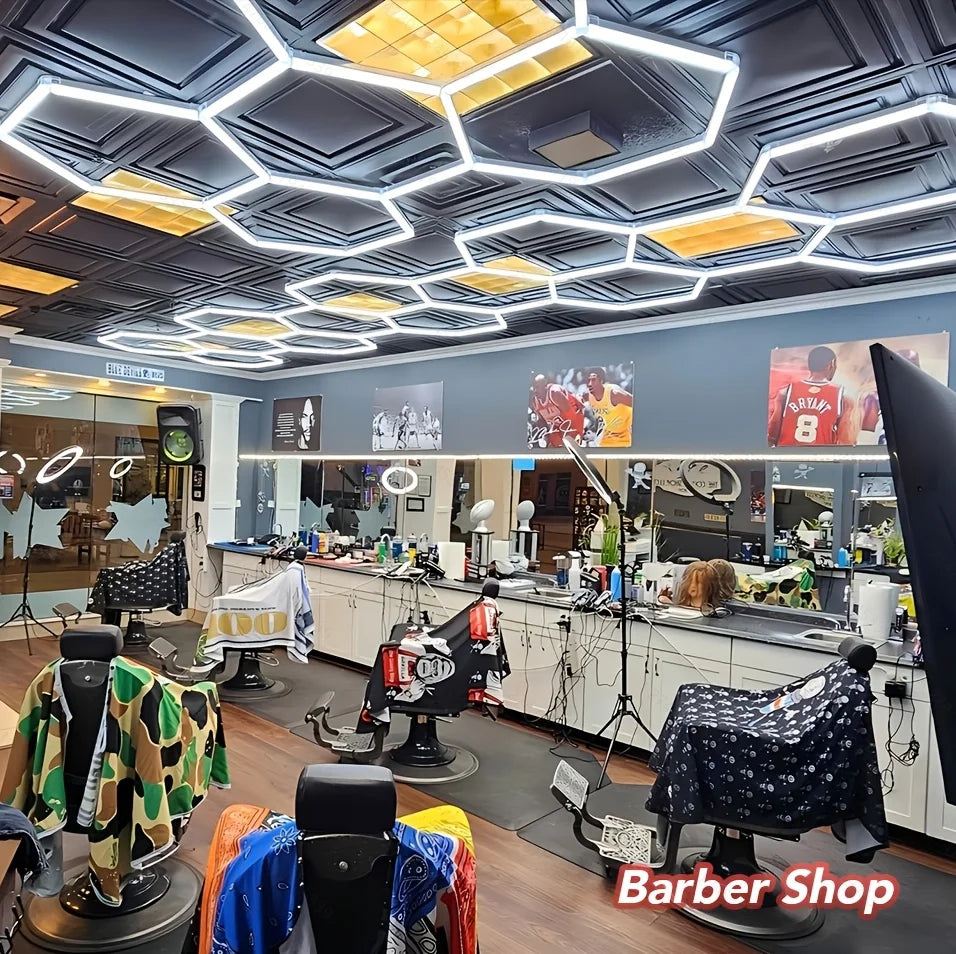 Pibaogu Hexagon Honeycomb LED Ceiling Light For Garage Use
