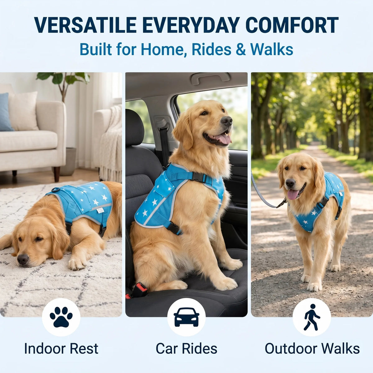 Pet Dog Cooling Vest Harness With Freezable Cooling Packs