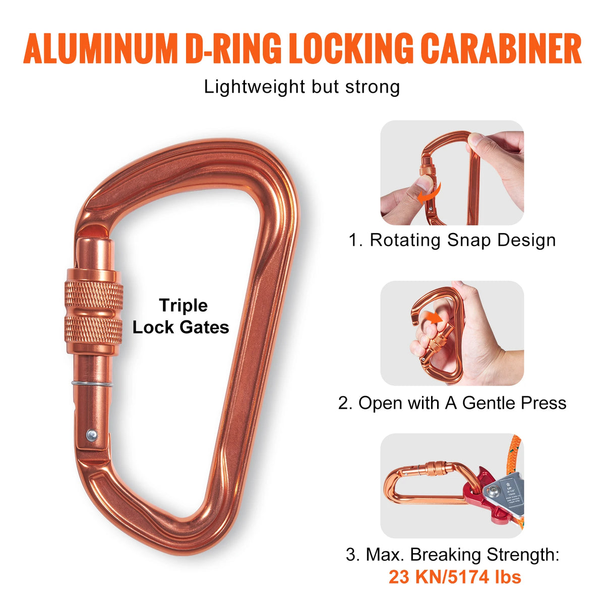 Steel Wire Flip Line Kit Snap Hooks Rope Grab Tree Climbing Accessories