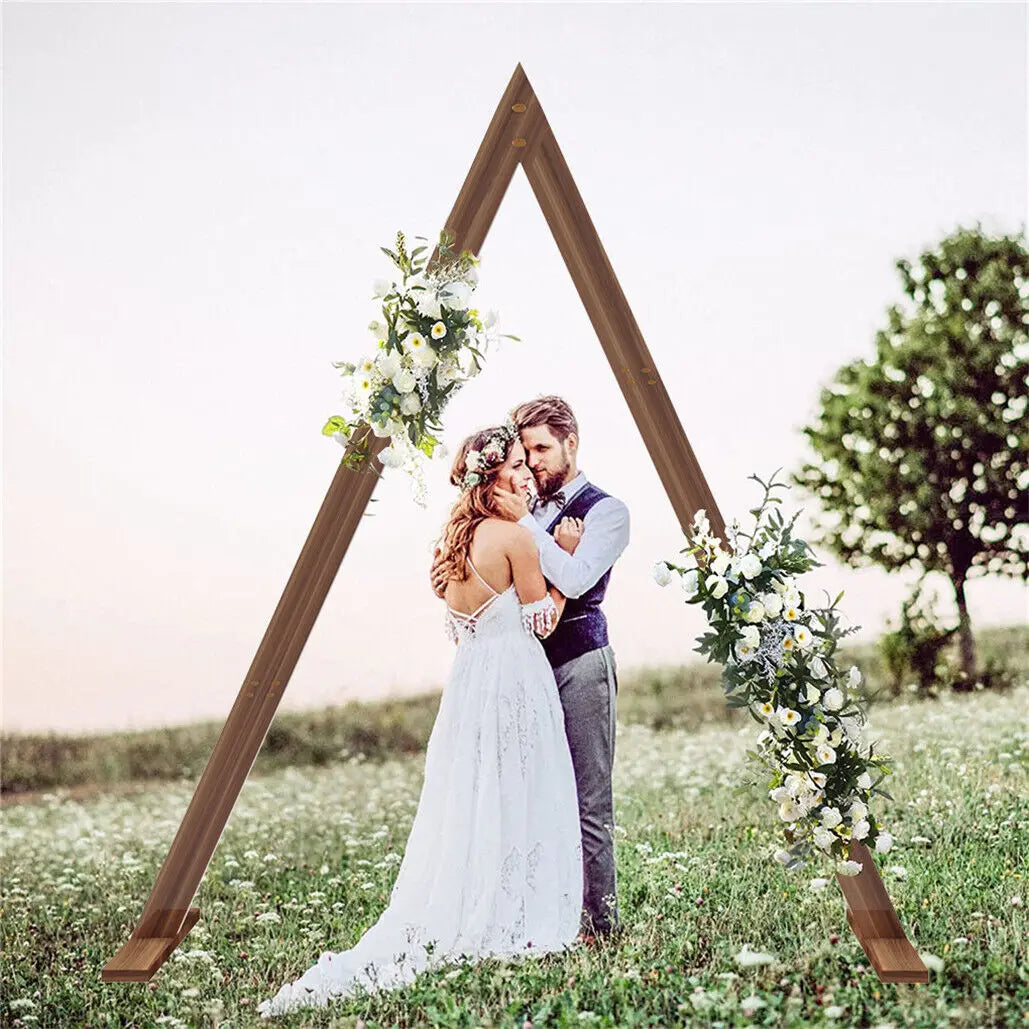 Wooden Rustic Triangle Wedding Arch Backdrop Frame Garden Ceremony Decor