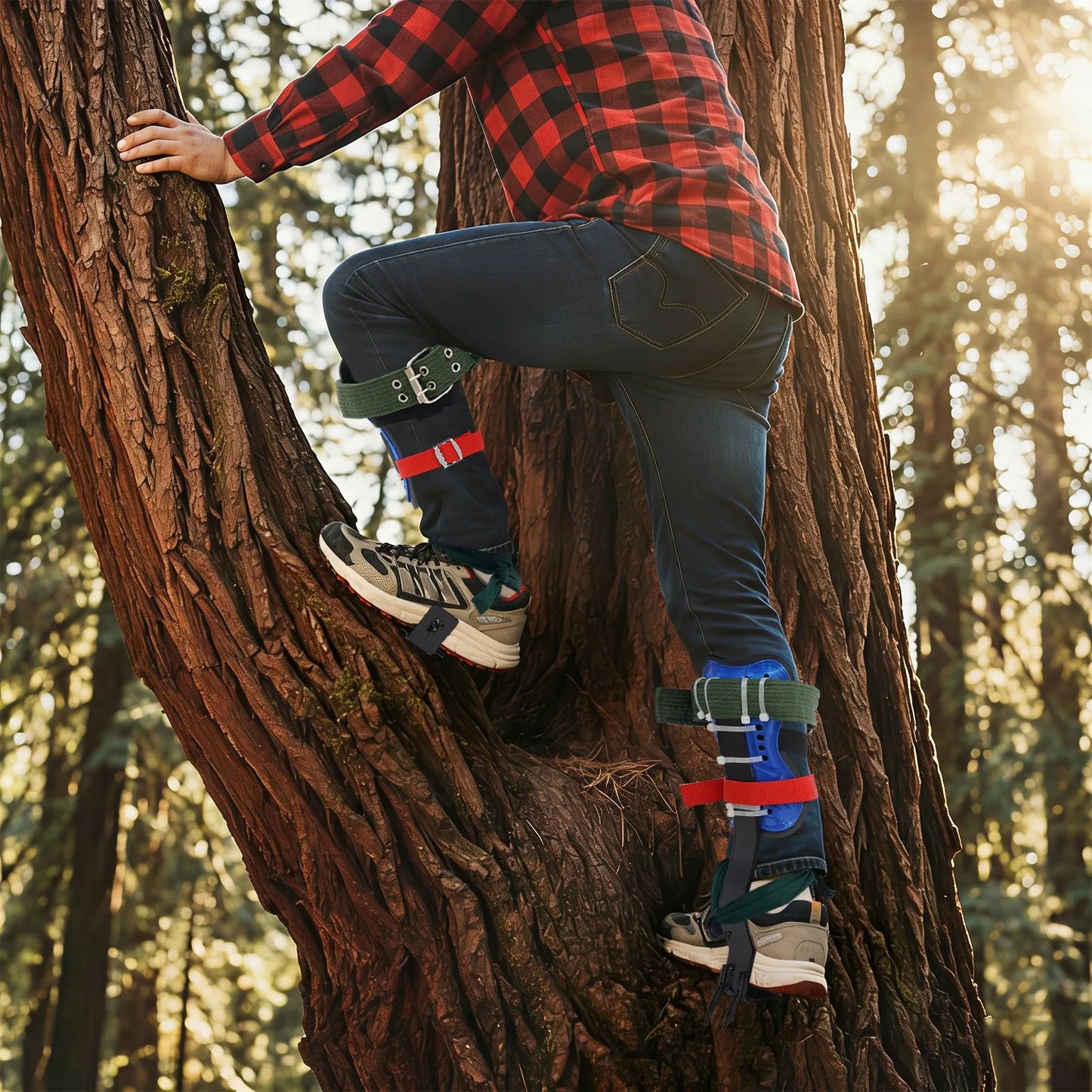 Steel Tree Climbing Spikes With Safety Belt And Ankle Straps