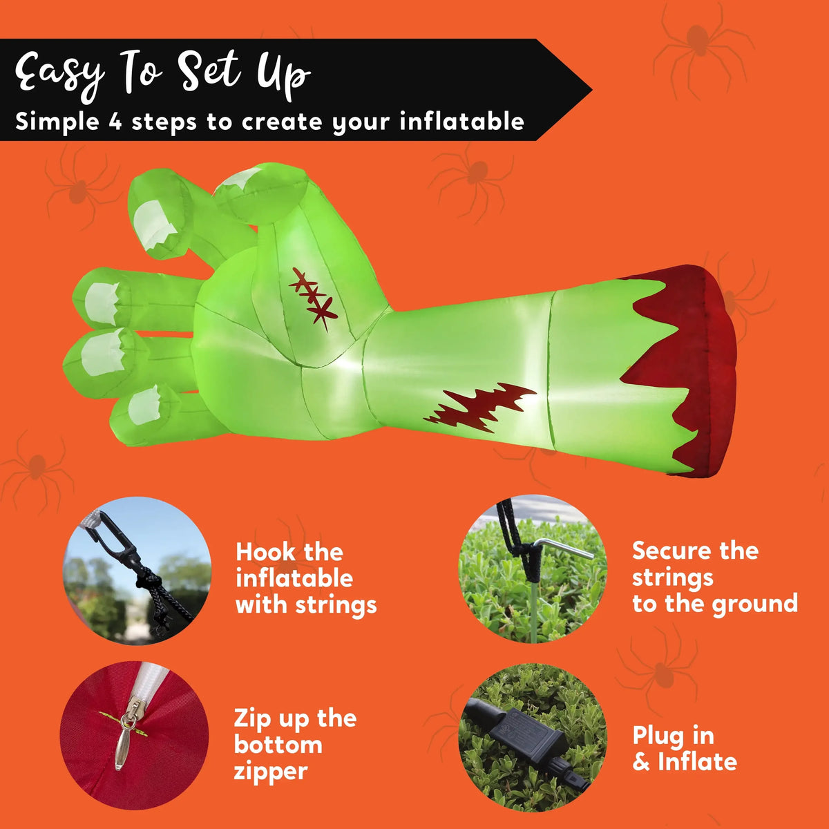 Joyfy Giant Zombie Arm Halloween Inflatable Outdoor LED Decoration