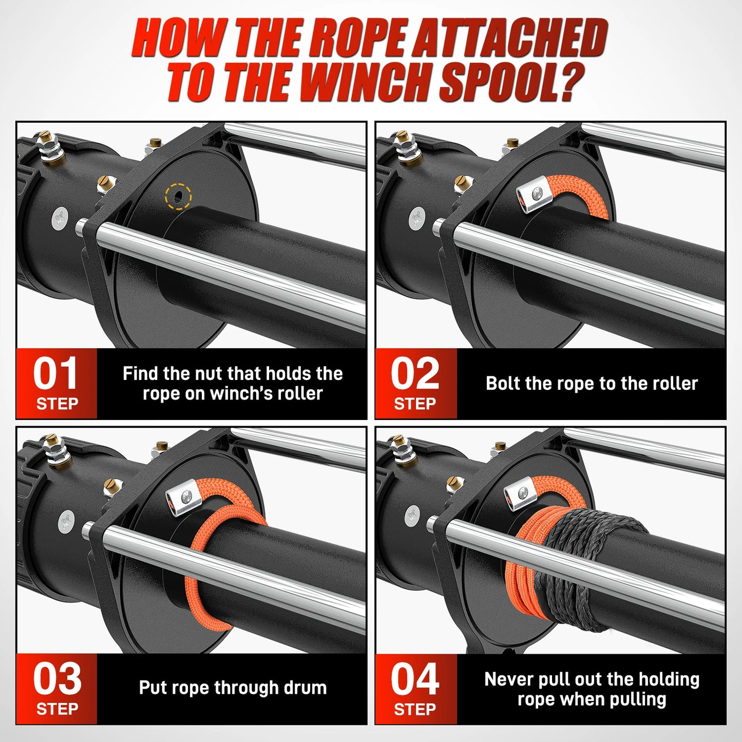 Nilight 1/2" x 92' Synthetic Winch Rope 32,000 lbs Winch Line Cable Ropes Kit with Protective Sleeve 35000lb Heavy Duty Winch Hook for SUV 4WD Off Road Vehicle Truck ATV UTV, Black & Orange