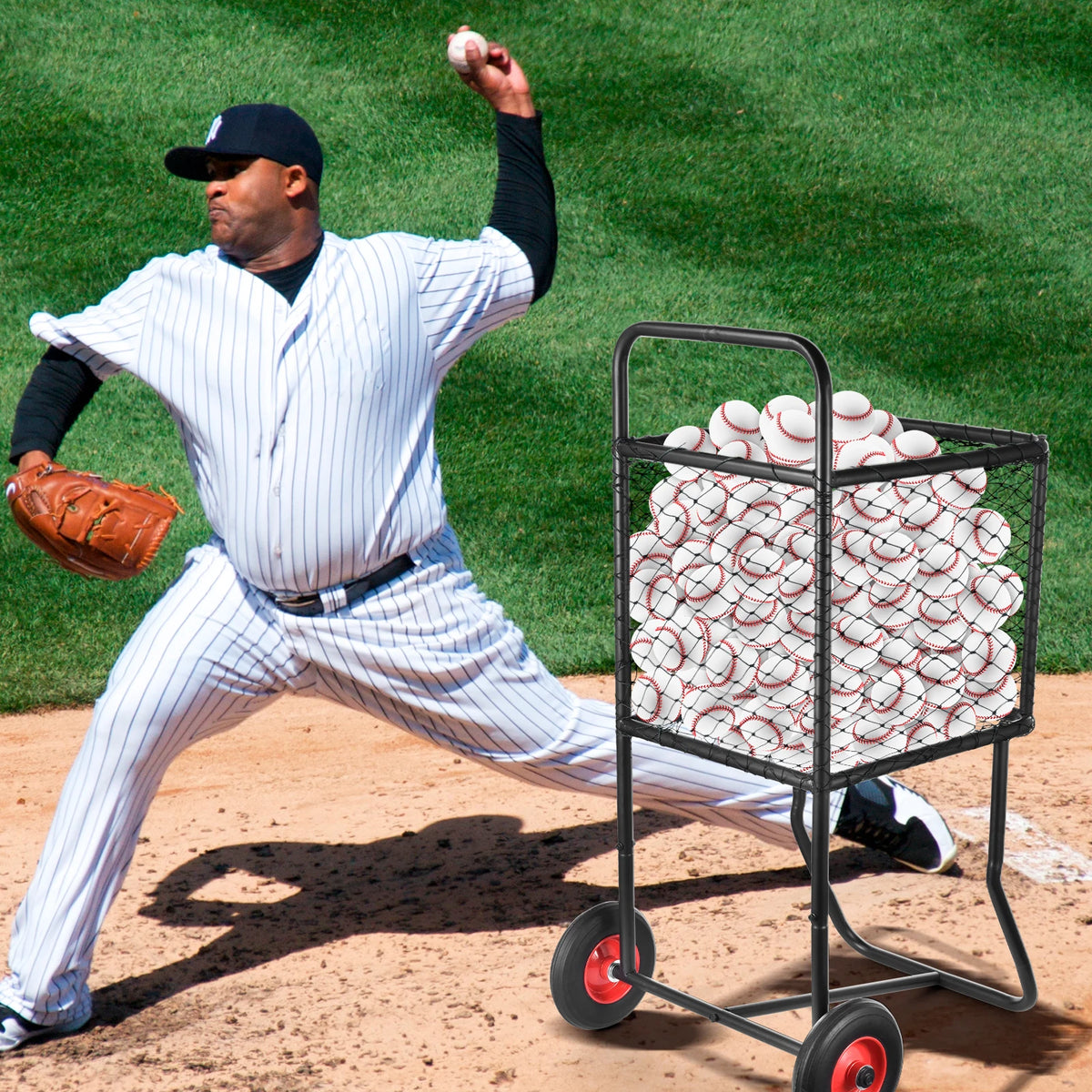 Durable Rolling Baseball Softball Storage Cart With Wheels