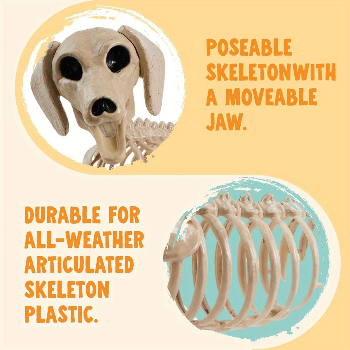 Spooky Wiener Dog Skeleton Posable Haunted House Halloween Prop Decor