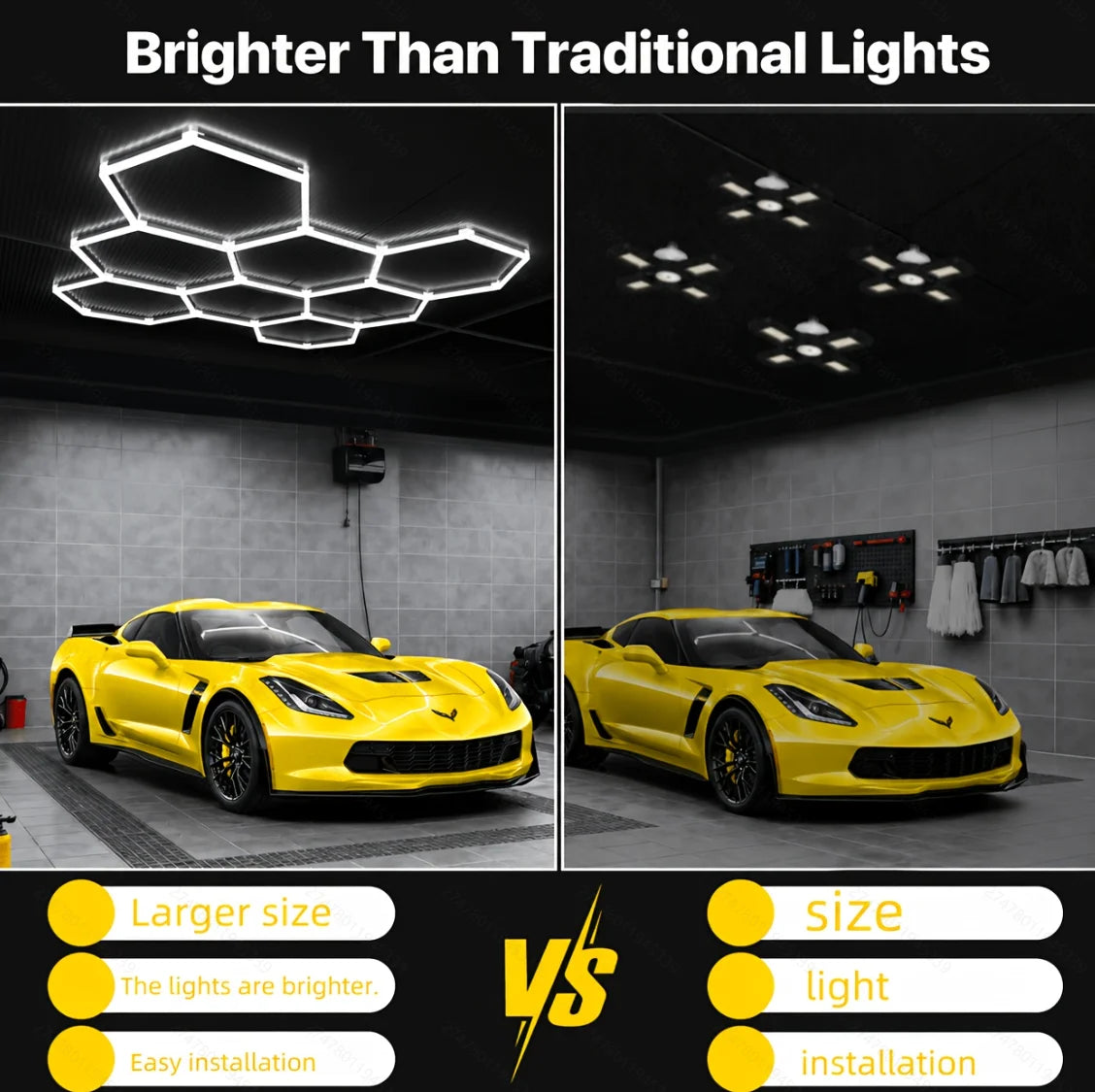 Pibaogu Hexagon Honeycomb LED Ceiling Light For Garage Use