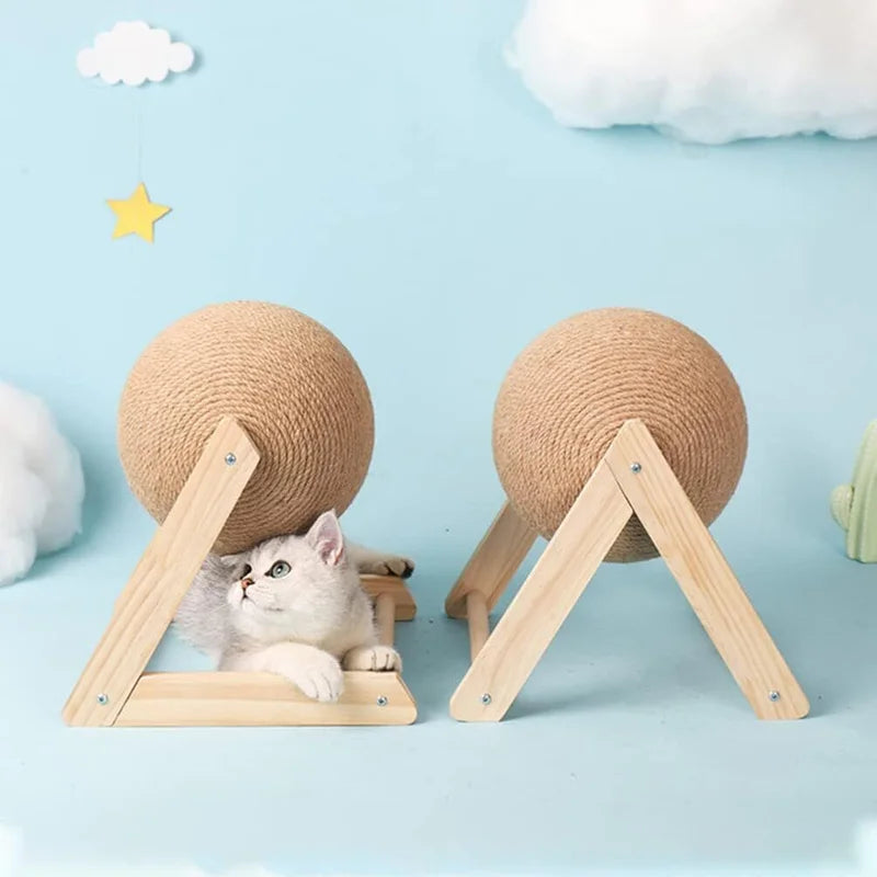 Interactive Sisal Cat Scratching Ball With Rope For Kittens