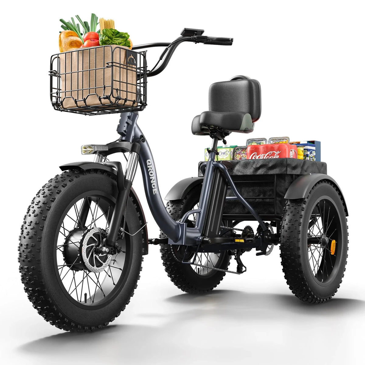 QRONGE Lava 1000W Peak Electric Tricycle Featuring Folding Fat Tires