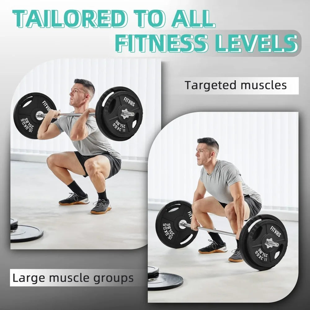 Fitvids Cast Iron Standard Weight Plates Including 5FT Standard Barbell with Star Locks