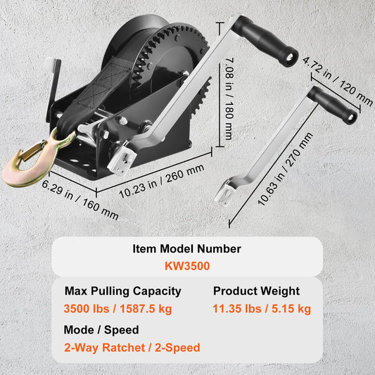 Succebuy Heavy Duty Manual Boat Trailer Winch With Ratchet Strap