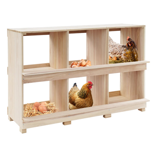 Six Compartment Wooden Chicken Nesting Box For Backyard Poultry