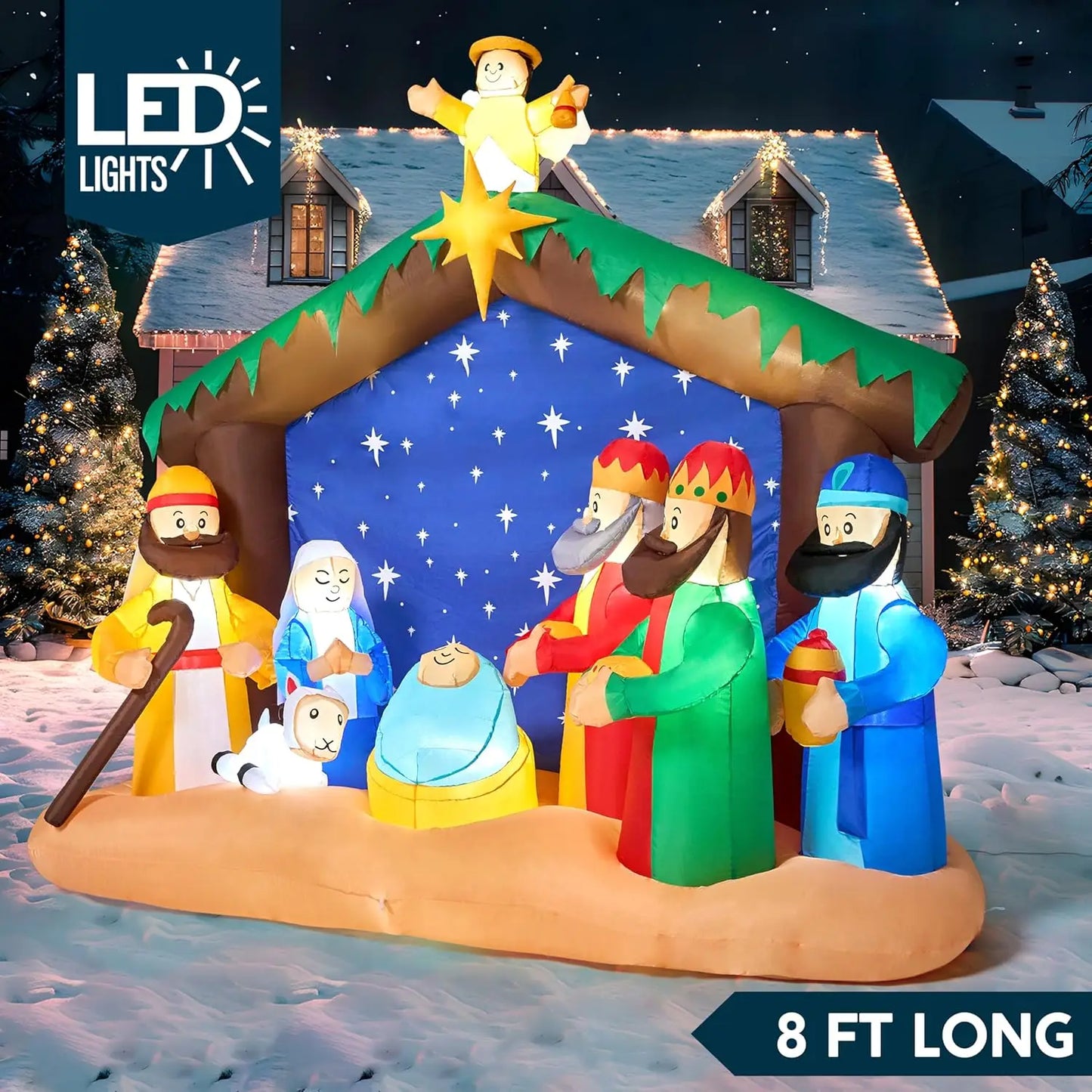 Joyfy Outdoor Inflatable Nativity Scene With Built In Led Lights