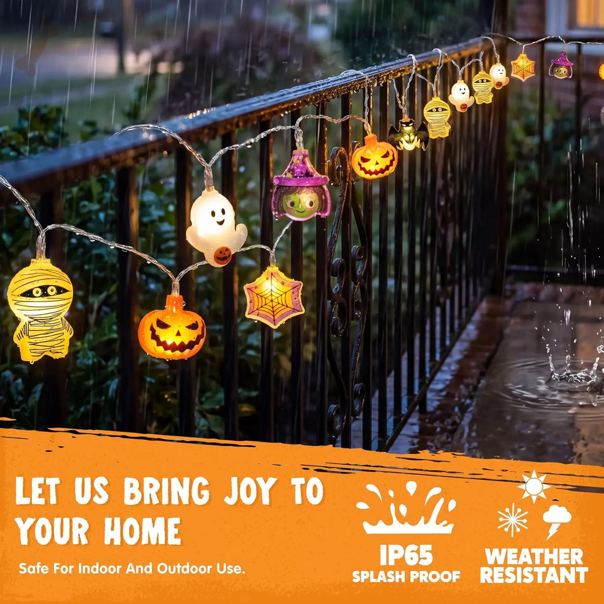 Joyfy Halloween String Lights With LED Ghost Pumpkin Design Timer