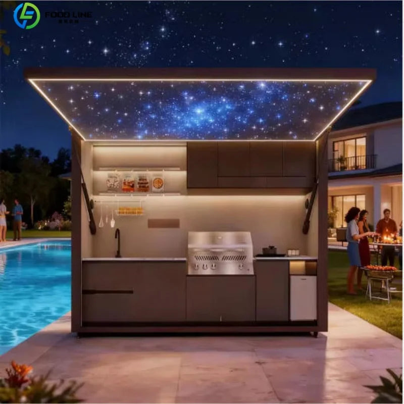 Outdoor Patio Kitchen BBQ Combo Weatherproof Storage Cabinet Stainless Steel Modular All in One Garden Backyard Customized