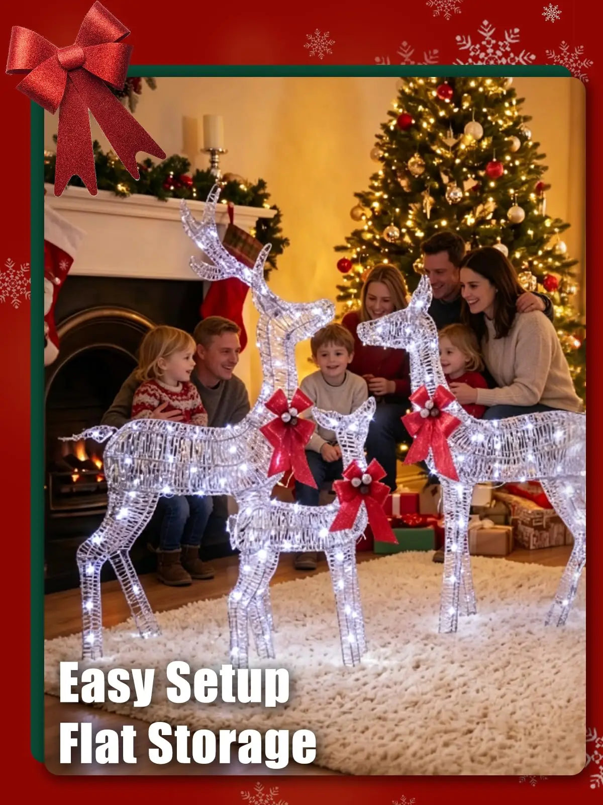 Lighted Christmas Deer Family Set Outdoor Decoration With LED Lights