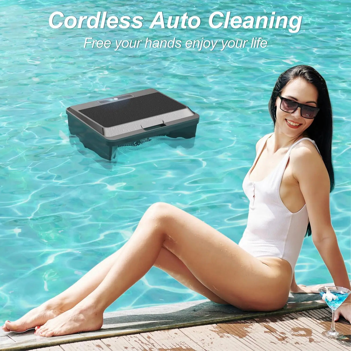 Inse Solar Powered Robotic Pool Vacuum Cleaner With Remote Control