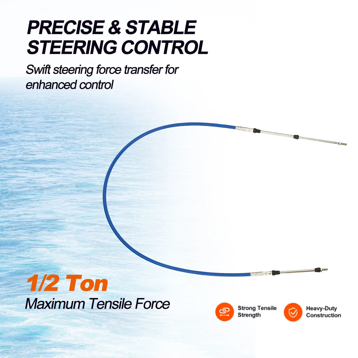 13FT 33C Marine Throttle Control Cable for Outboard Engine Control Lever — Smooth & Precise Operation