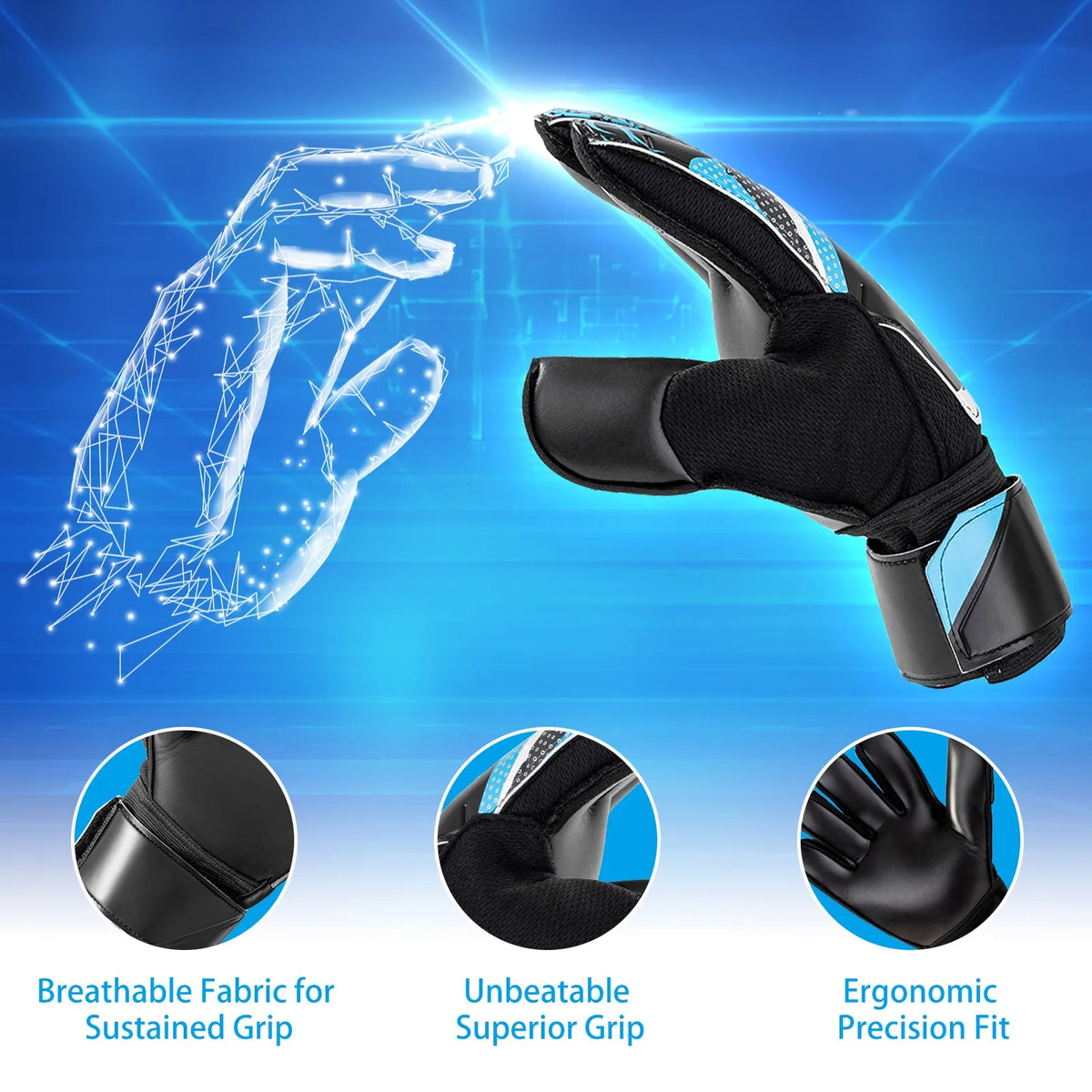 GKHMNEW Youth Soccer Goalkeeper Gloves With Strong Grips