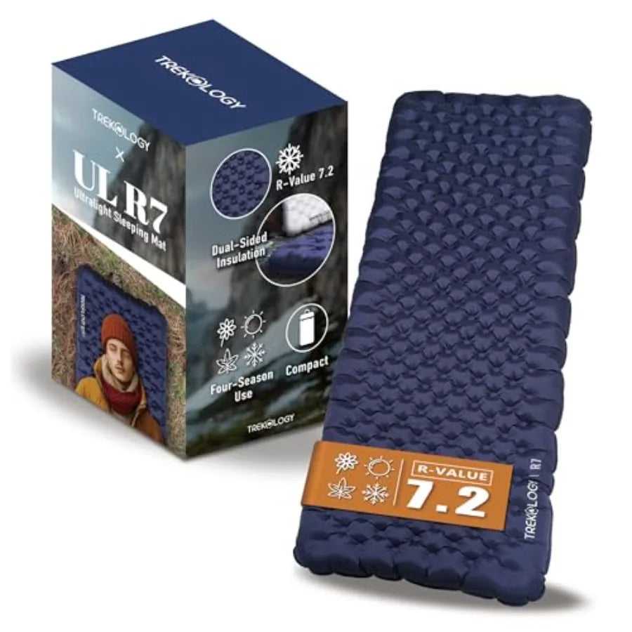 Sleeping Pad for Camping Ultra-Lightweight, 4" Thick Camping Mat with 7.2 R-Value for All Seasons Compact, Durable and Waterpro