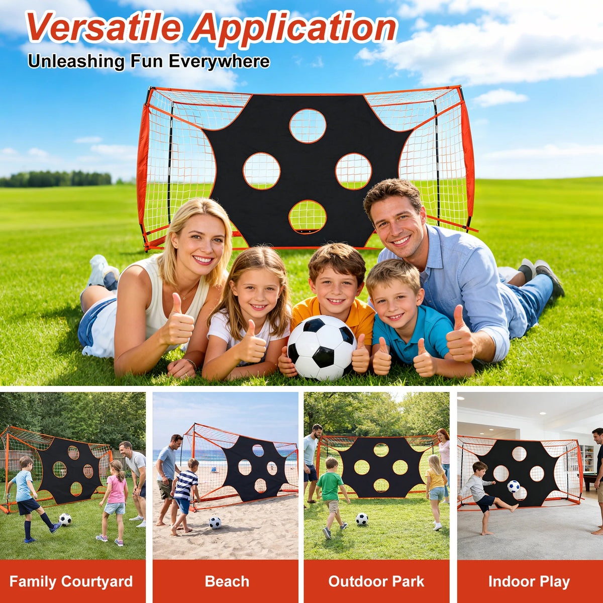 Foldable Soccer Goal Net Featuring 10 Highlighted Scoring Zones