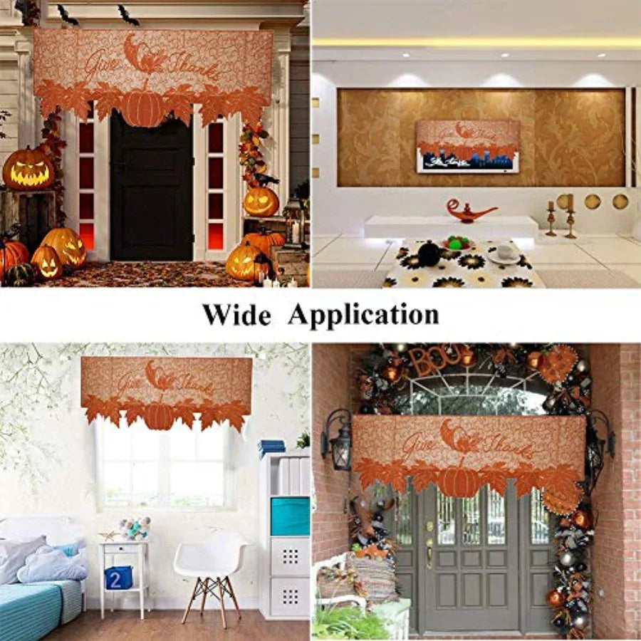 Thanksgiving Pumpkin Lace Fireplace Scarf And Table Runner