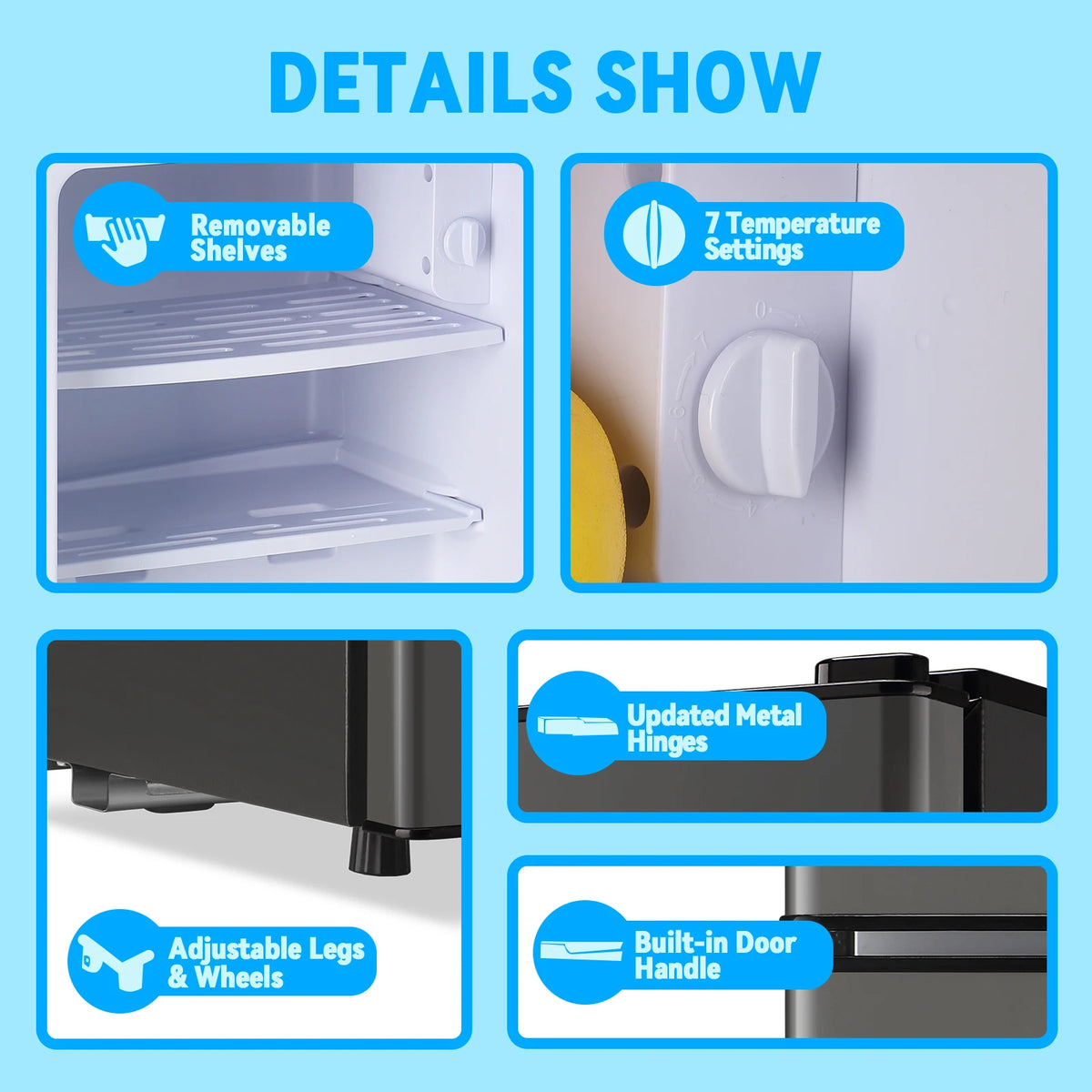 Wanai Compact Two Door Top Freezer Mini Refrigerator