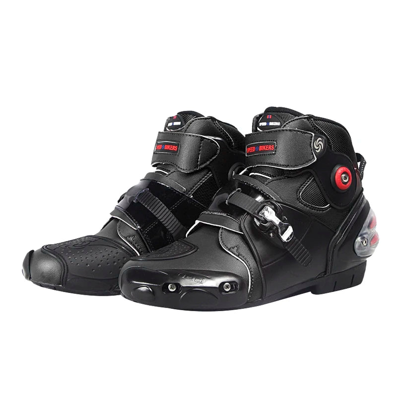 Mens Breathable Leather Motorcycle Shoes Casual Ankle Boots