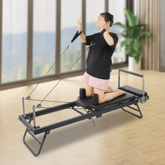 Foldable Pilates Reformer Machine for Home and Studio Fitness Workouts