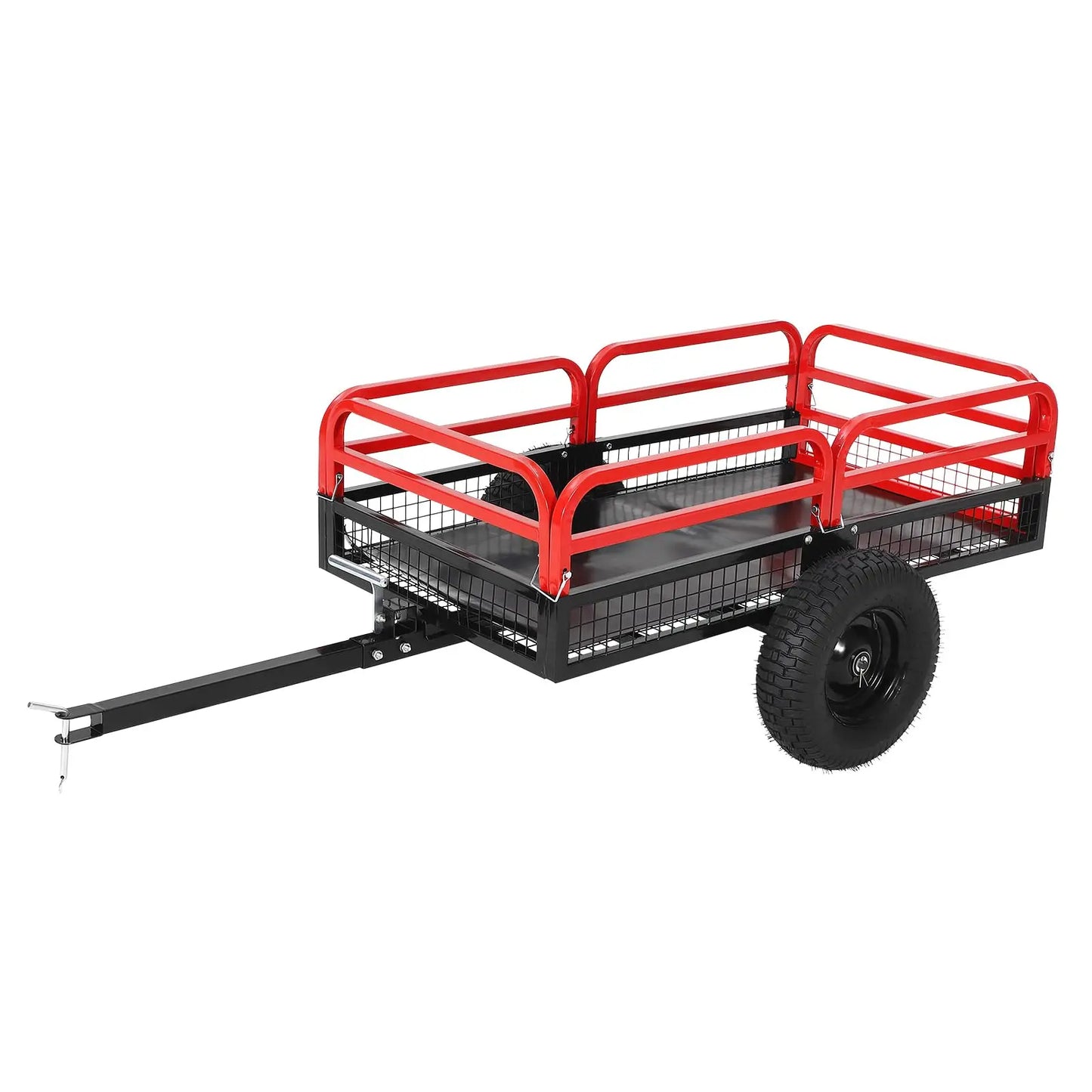 Heavy Duty Utility Trailer, 1500 LB Capacity, 15 Cu.Ft ATV Trailer Pull Behind with Removable Sides & All Terrain Tires, Lawn Tractor Dump Cart for Garden Yard