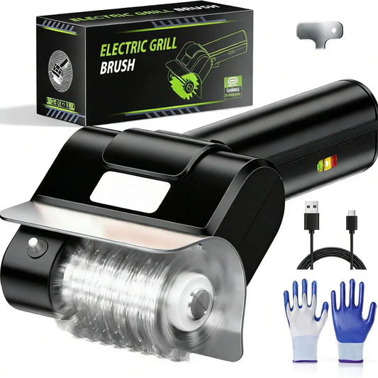 Hippcron Rechargeable Electric Grill Brush 1100 RPM – 304 Stainless Steel Barbecue Cleaning Tools Ergonomic Non-Slip Handle