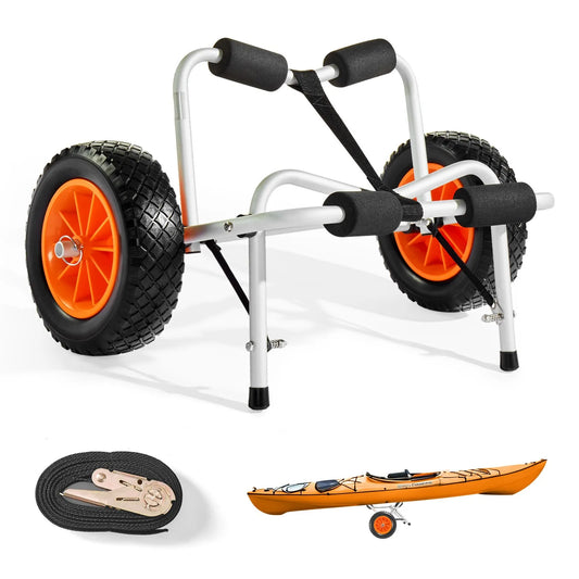 SucceBuy Foldable Kayak Cart With Solid Tires And Ratchet Strap