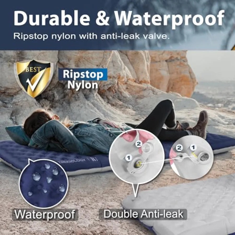 Sleeping Pad for Camping Ultra-Lightweight, 4" Thick Camping Mat with 7.2 R-Value for All Seasons Compact, Durable and Waterpro