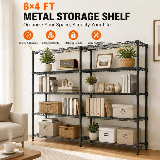 Heavy Duty Metal Storage Shelving Rack 4/5 Tier Adjustable Wire Shelf Garage Organizer 1060LBS Capacity Steel Storage Rack L Shape Corner Shelf Boltless Assembly for Pantry Basement Workshop