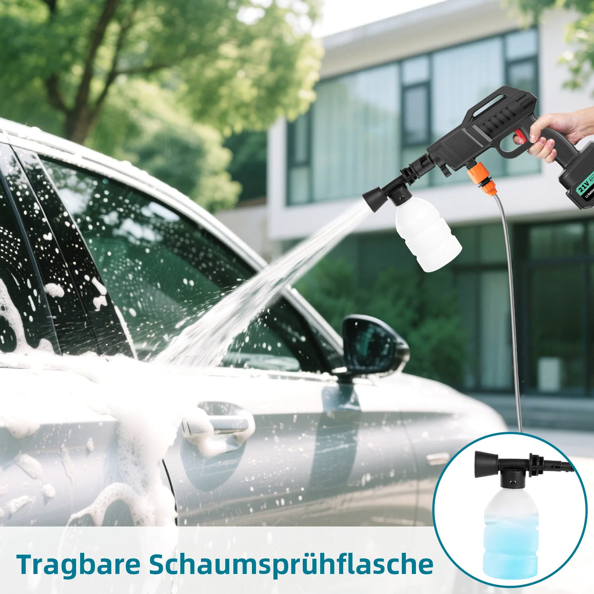 Cordless Pressure Washer Handheld Brushless Motor with 2 Battery Packs 4.0Ah 6 in 1 Nozzle Portable Cleaner for Car Washing Yard Patio