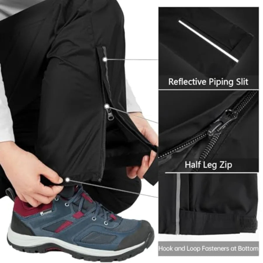 33, 000ft Women's Rain Pants, Lightweight Waterproof Rain Over Pants, Windproof Hiking Pants for Outdoor, Fishing, Rainy Day