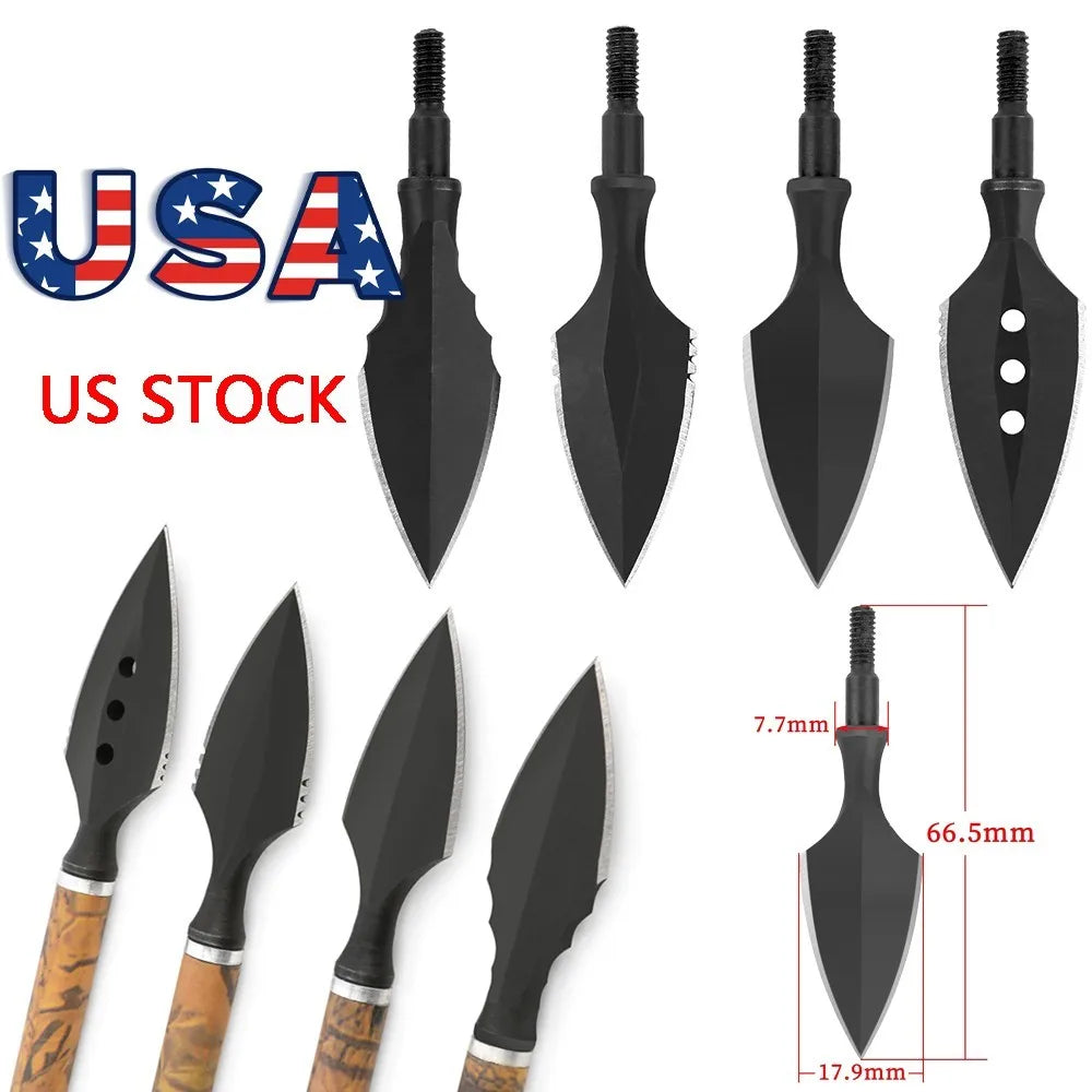 Hunting Broadheads Archery Arrowheads High Carbon Steel 180-200 Grain Retro Arrow Tips Fit Compound Recurve Bow
