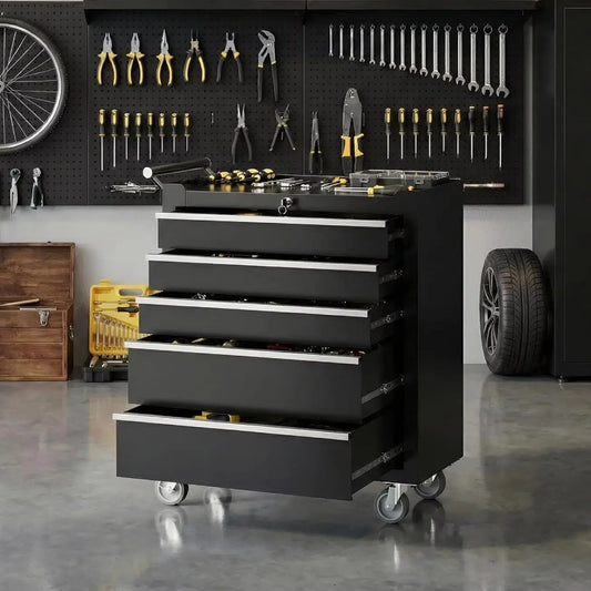 Heavy Duty Rolling Tool Chest With Five Lockable Drawers