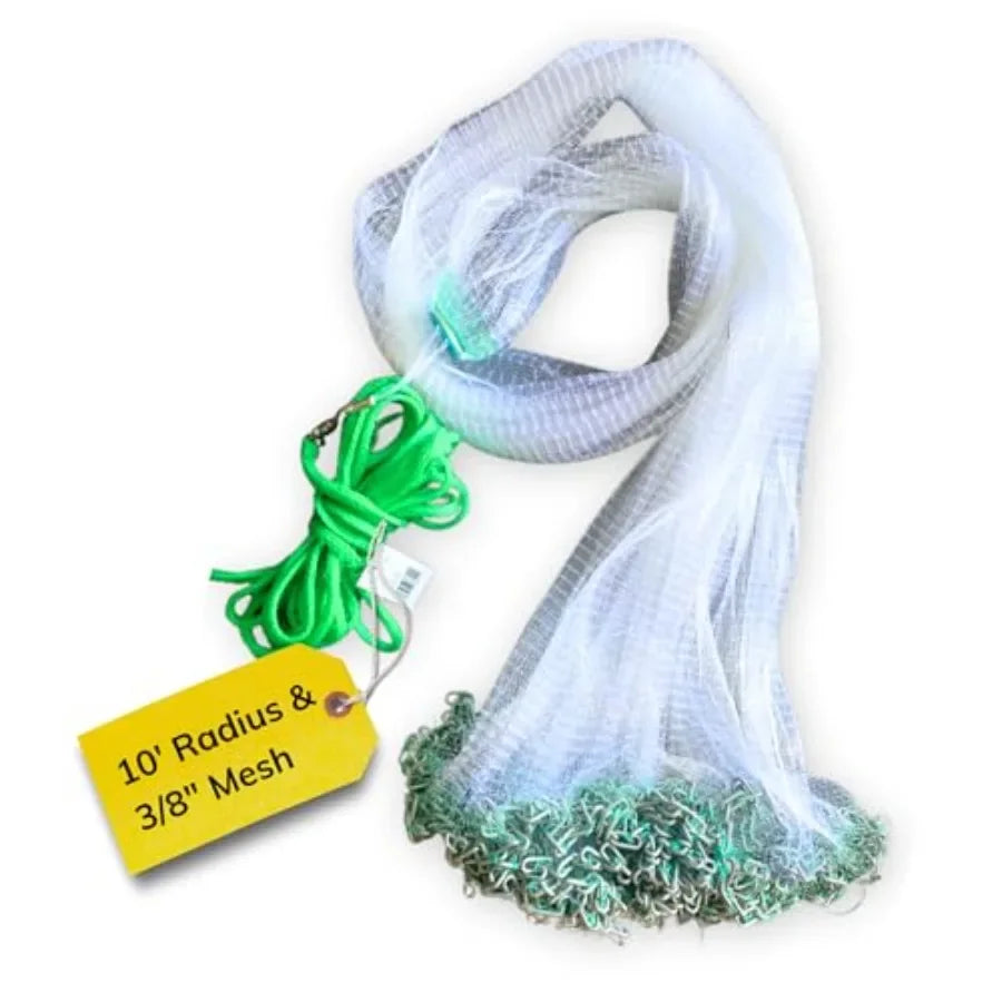 Durable Nylon Saltwater Cast Net With Chain Bottom For Bait