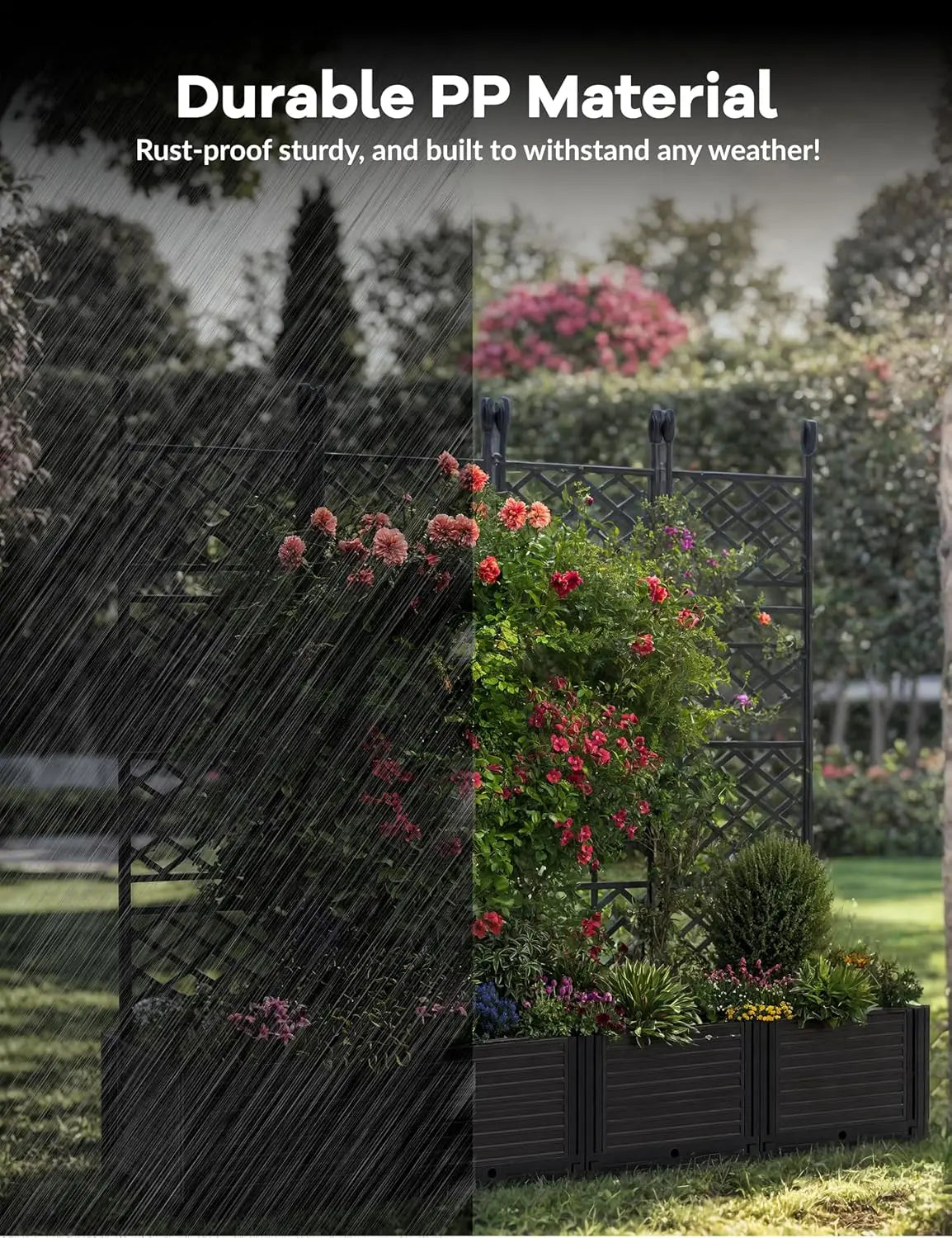 Twister Ck Plastic Planter Box With Trellis For Garden Planting