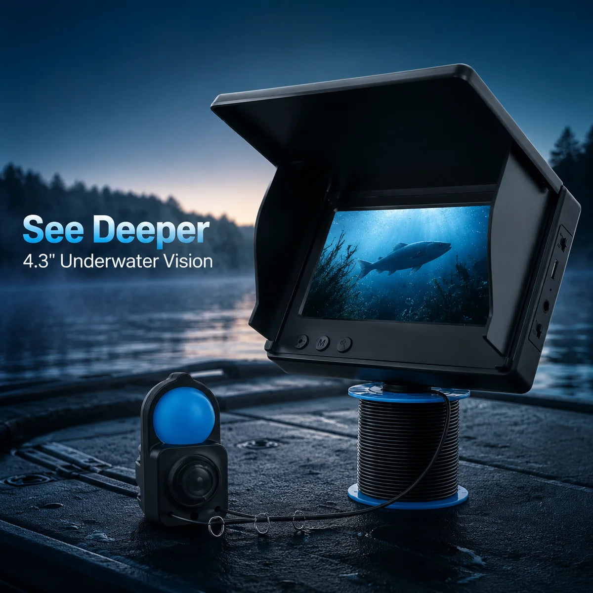 Portable Underwater Fishing Camera With Monitor Night Vision Depth Finder