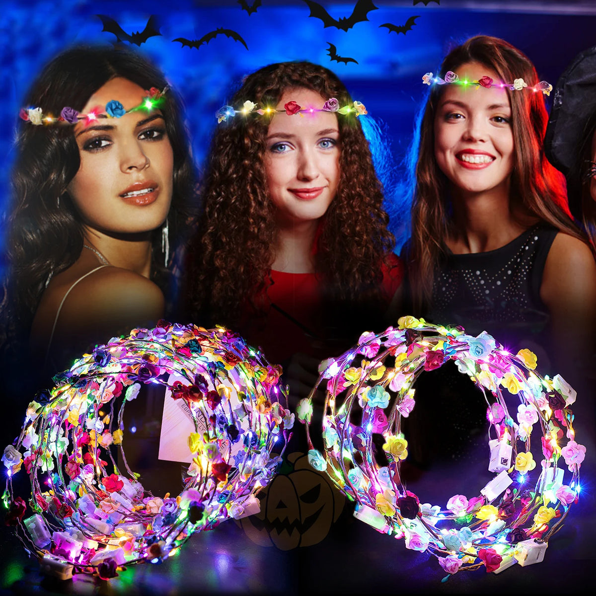 LED Glow Flower Headband And Floral Wreath Hair Accessories