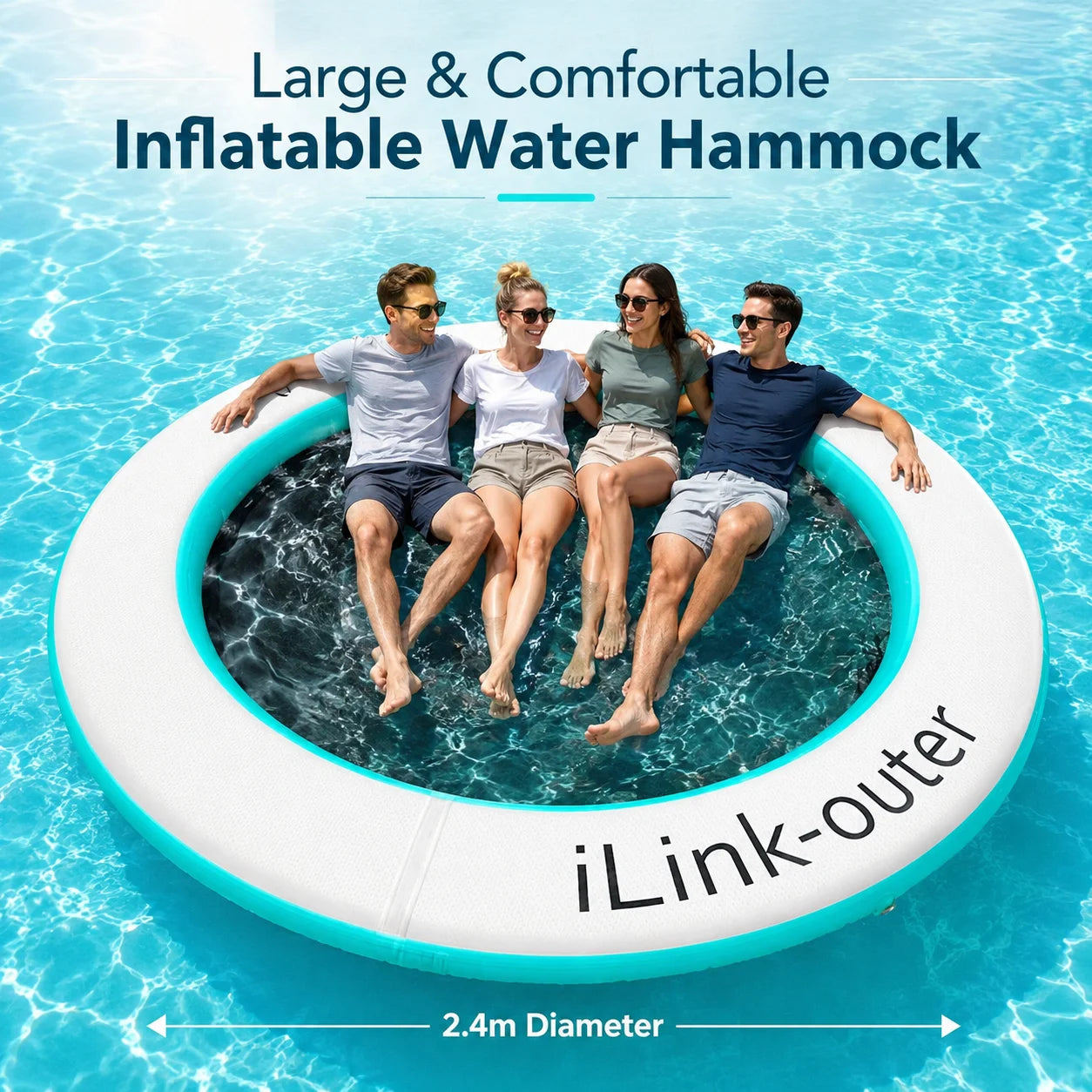 Vancen Inflatable Water Hammock Float With Mesh Center Pool Raft