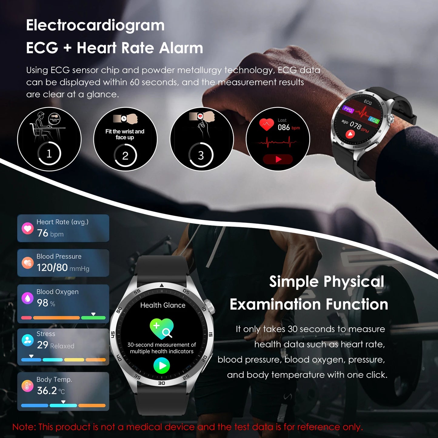Advanced Health Smart Watch With Ecg Ppg Blood Pressure Tracking