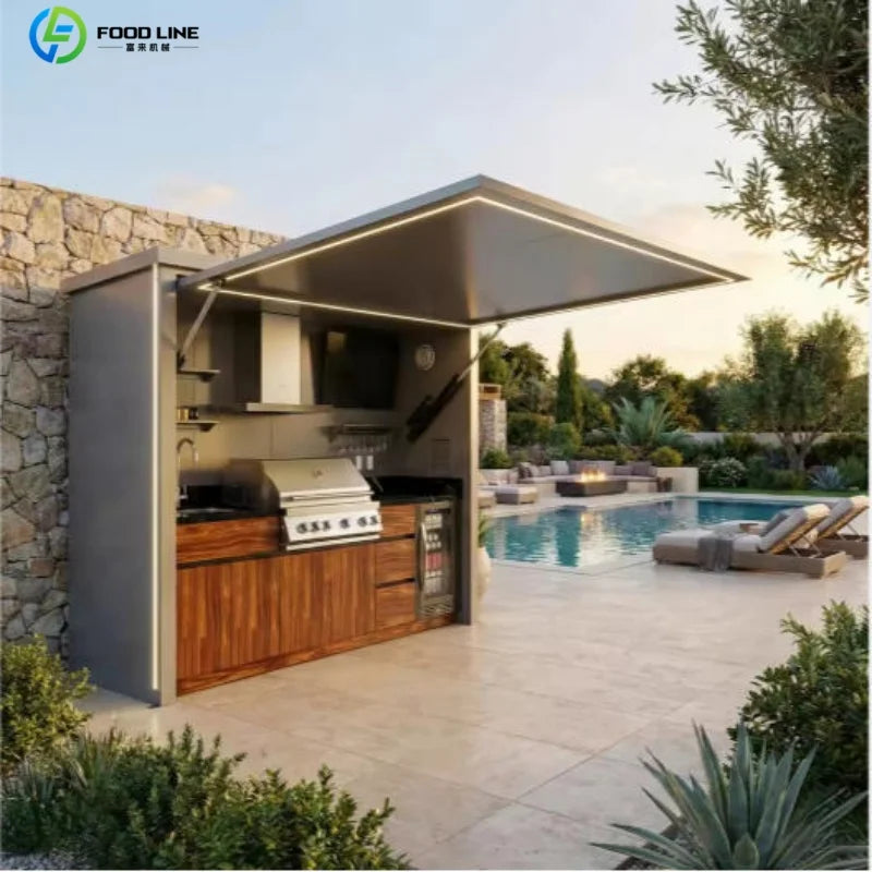 Outdoor Patio Kitchen BBQ Combo Weatherproof Storage Cabinet Stainless Steel Modular All in One Garden Backyard Customized