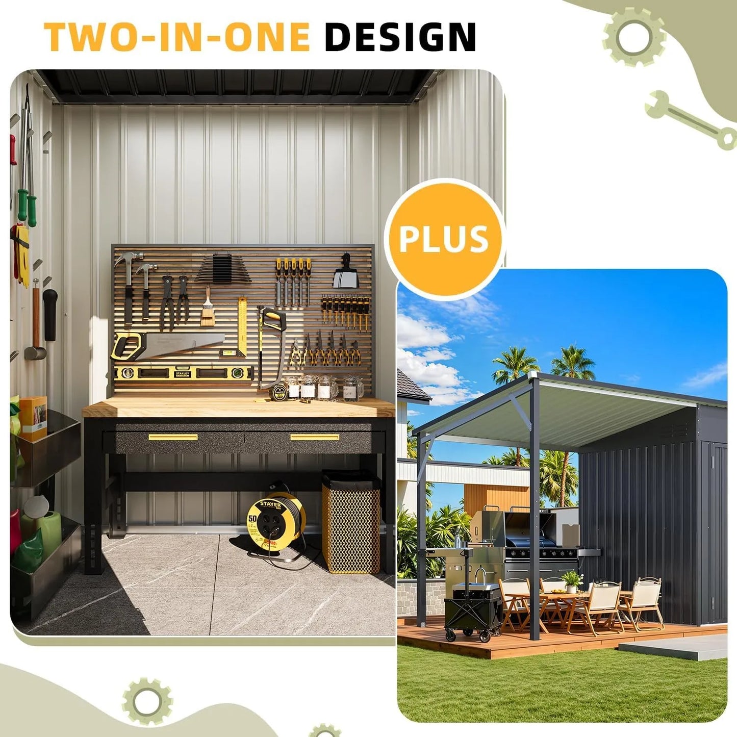 Outdoor Open Sided Metal Storage Shed With Hardtop Metal Gazebo