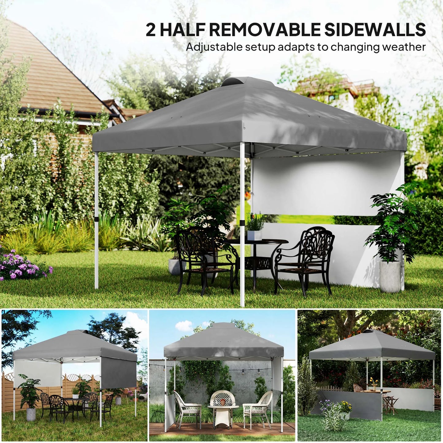 Outsunny Pop Up Canopy Tent With Half Sidewalls Outdoor Gazebo