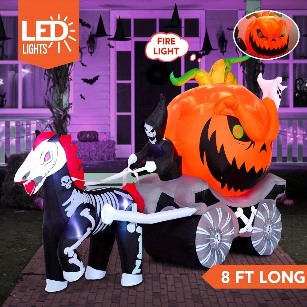 Joyfy Pumpkin Carriage Halloween Inflatable Outdoor LED Yard Decoration